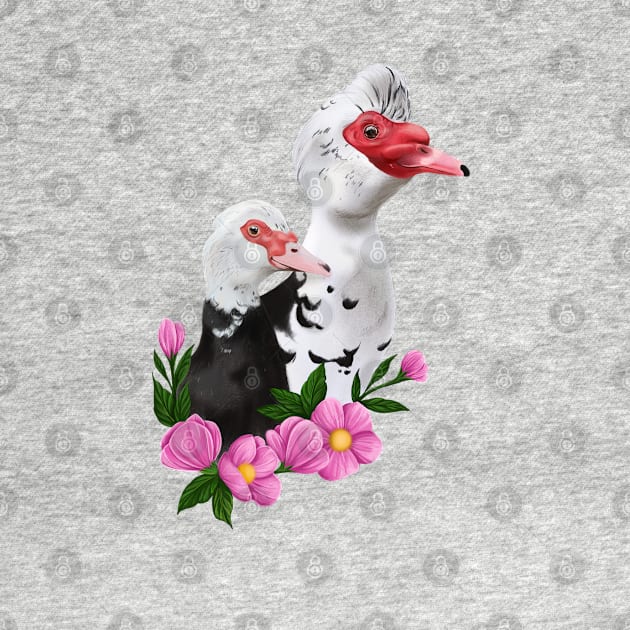 Muscovy duck couple by Jurassic Ink